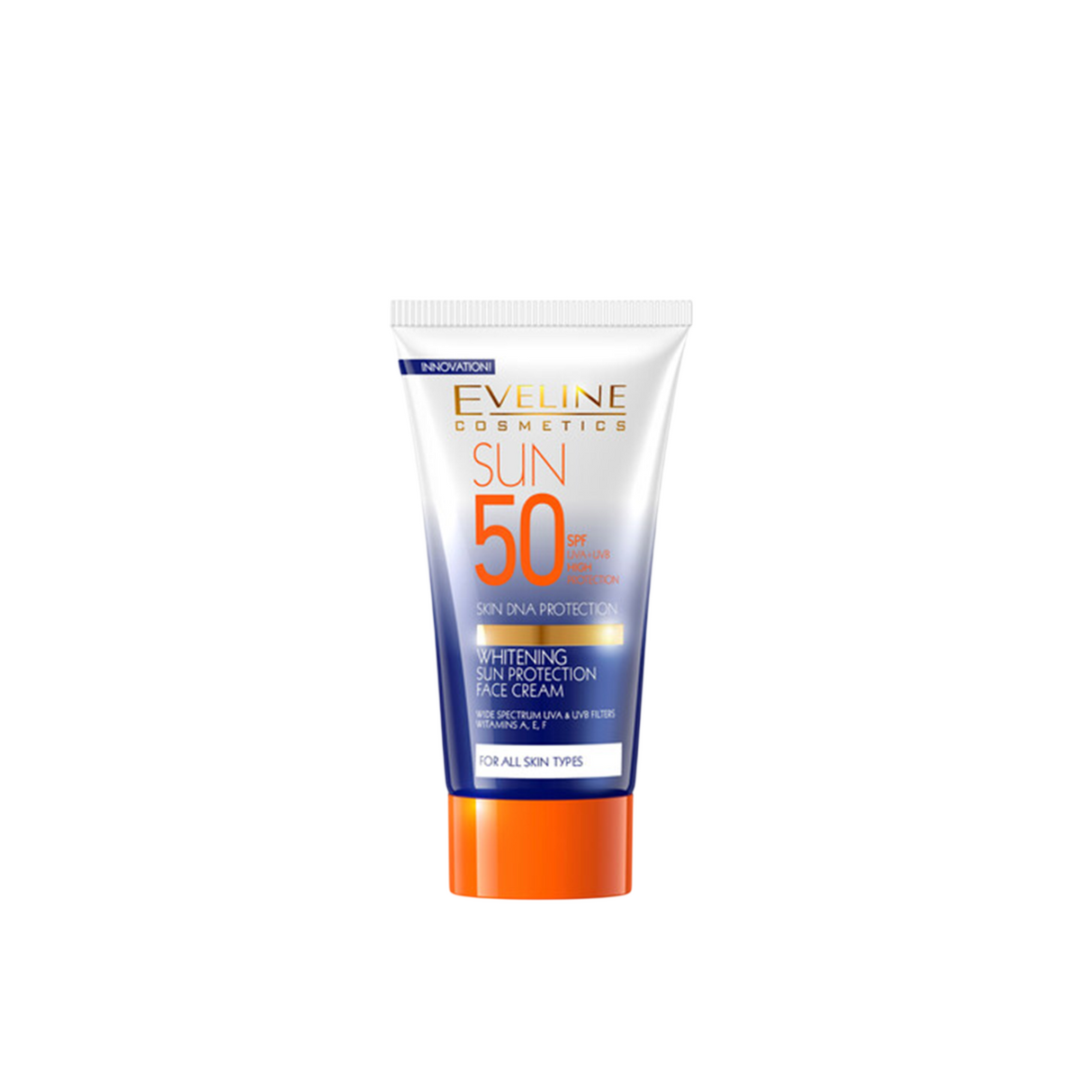 Eveline Cosmetics, Whitening Sun Protection, Hyaluronsyra, Vitgöring, Dagligen, Grädde, För ansiktet, SPF 50, 50 ml