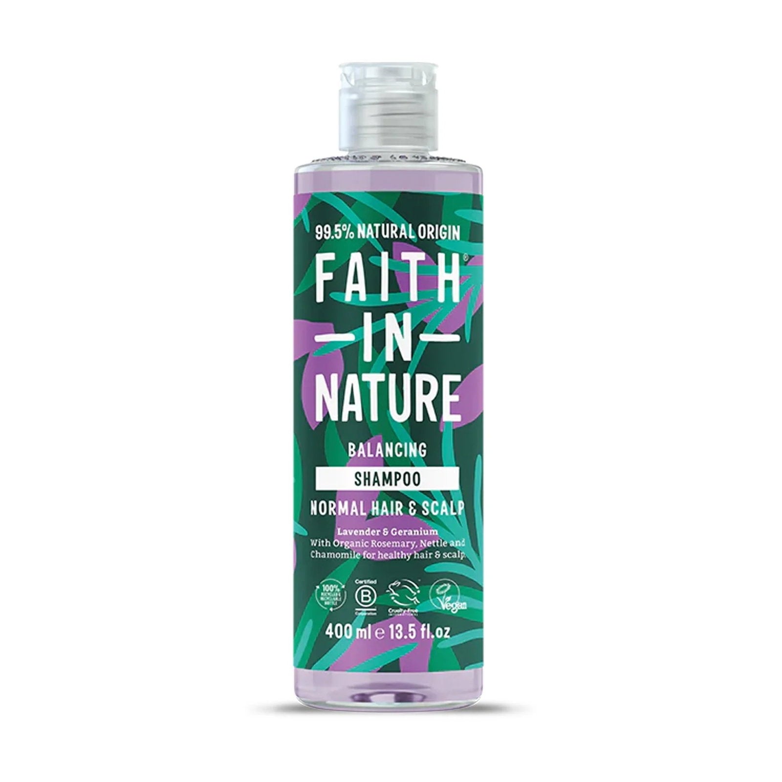 Faith In Nature, Lavender & Geranium, Hårschampo, Balancing & Cleansing, 400 ml
