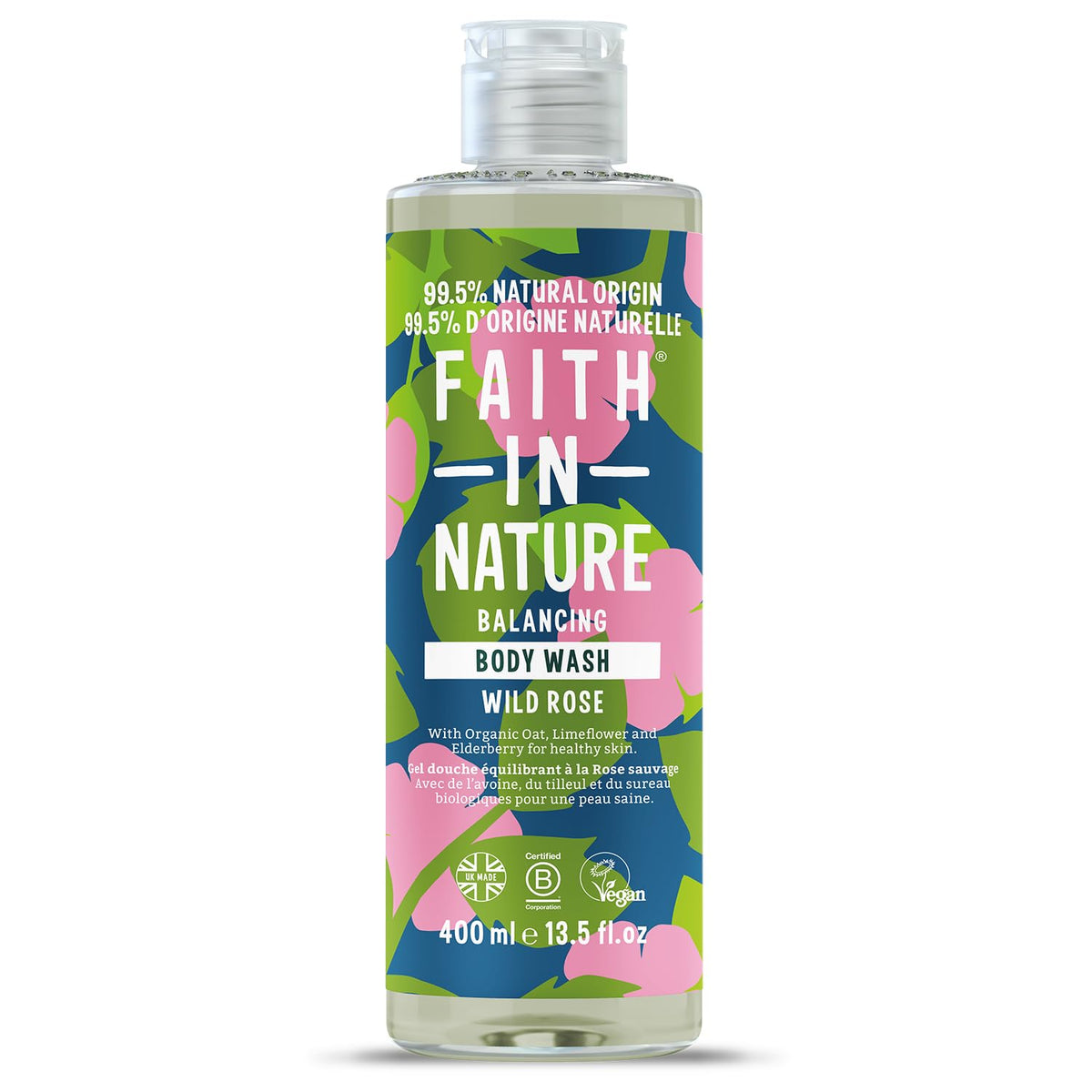 Faith In Nature, Wild Rose, Cleansing & Nourishing, Duschkräm, Kropp, 400 ml