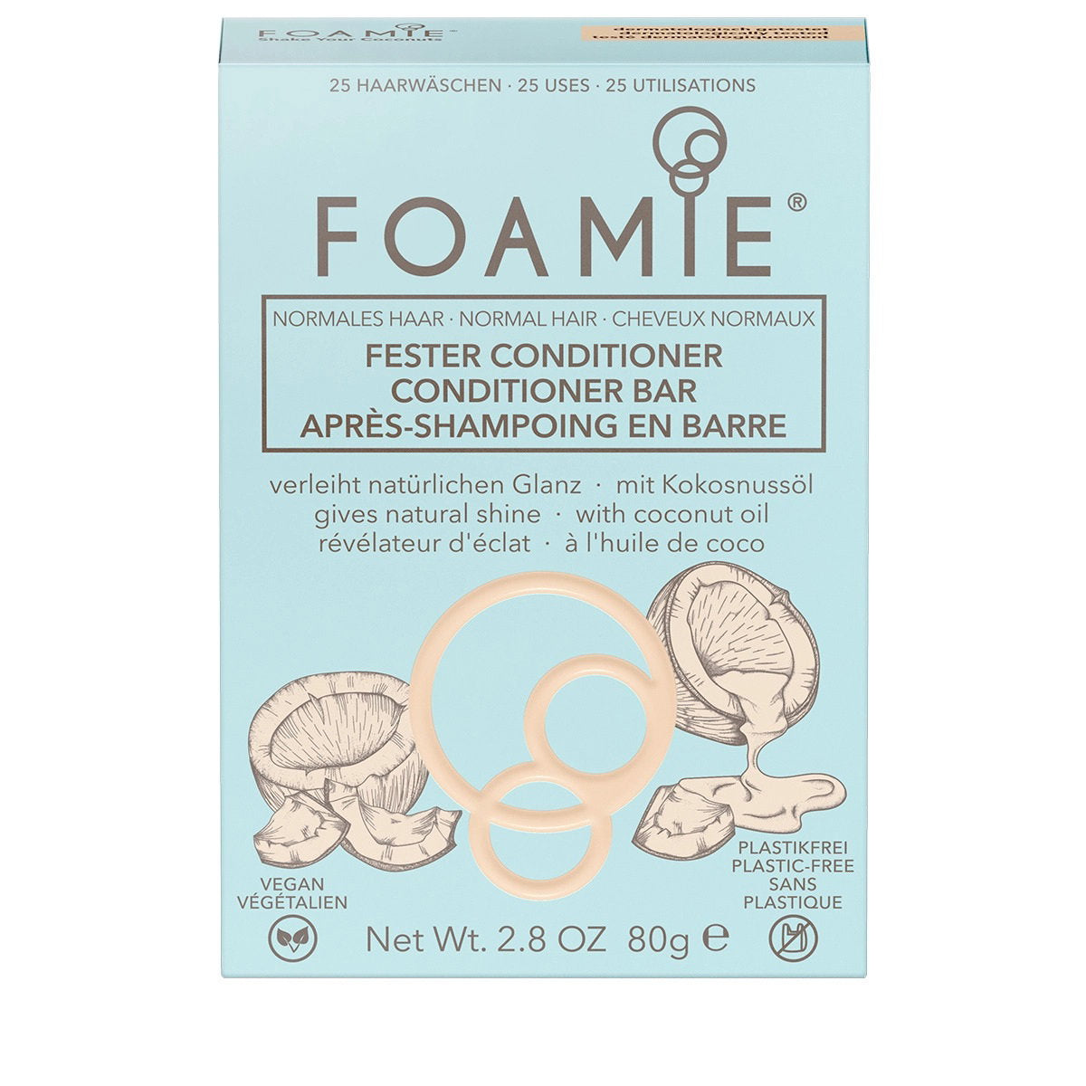 Foamie, Shake Your Coconuts, Hårinpackningsbar, För glans, 80 g
