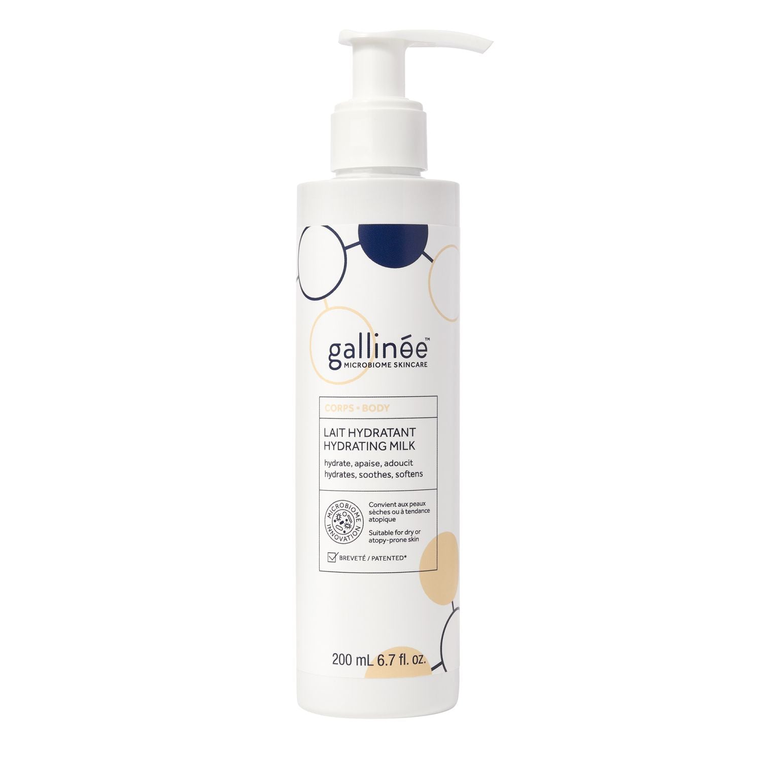 Gallinee, Body Care, Prebiotics & Probiotics & Postbiotics, Moisturizing, Body Milk, 200 ml