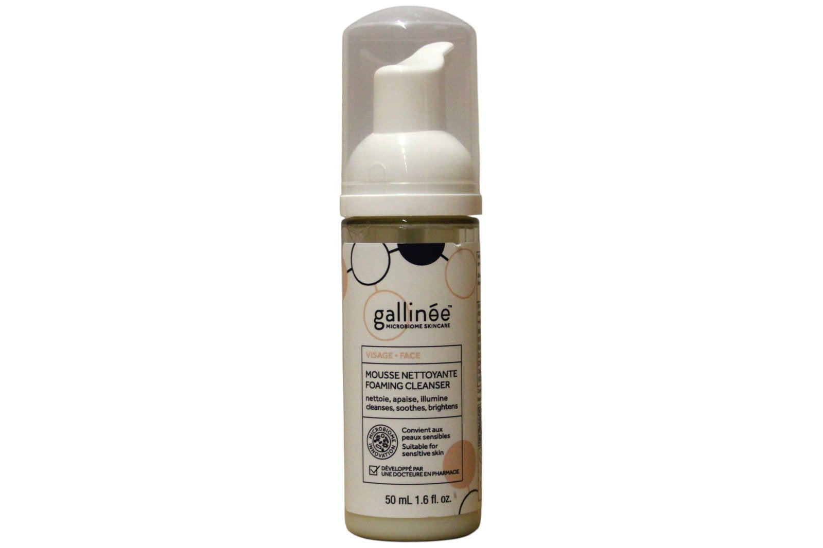 Gallinee, Microbiome Skincare, Prebiotika och Postbiotika, Renande, Rengöringsskum, 50 ml