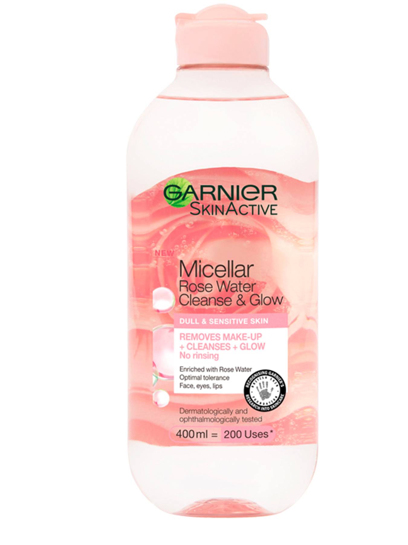 Garnier, Rose Glow, Eliminerar orenheter, Micellärt vatten, För alla hudtyper, 400 ml