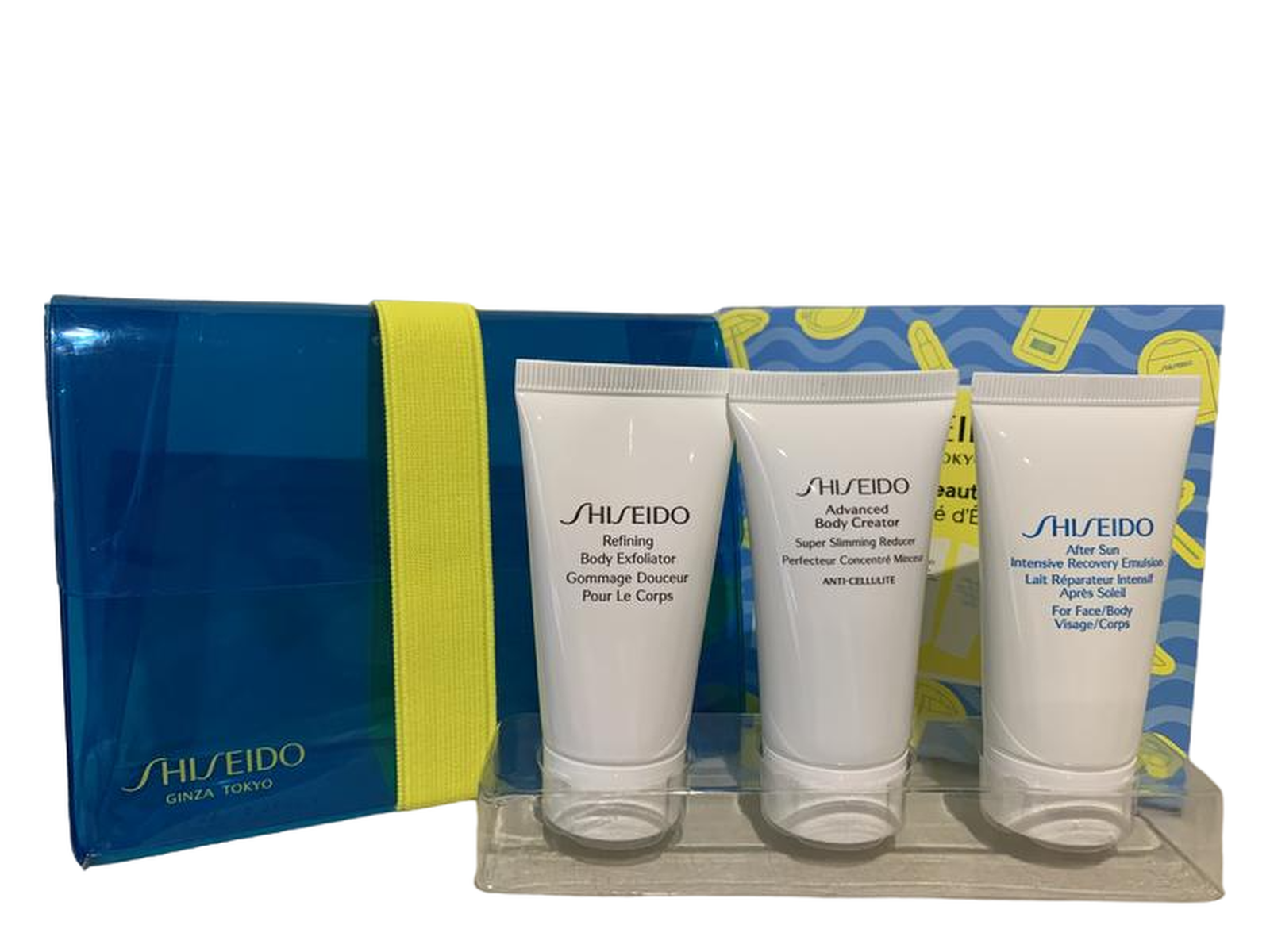 Ginza Tokyo - Summer Beauty Set Shiseido: After-Sun - Intensiv Återhämtning, Reparerande, After-Sun Emulsion, 30 ml + Advanced Body Creator - Super Slimming Reducer, Skulpterande, Koncentrat, 30 ml + Förfinande, Återfuktande, Exfolierande Lotion, 30 ml