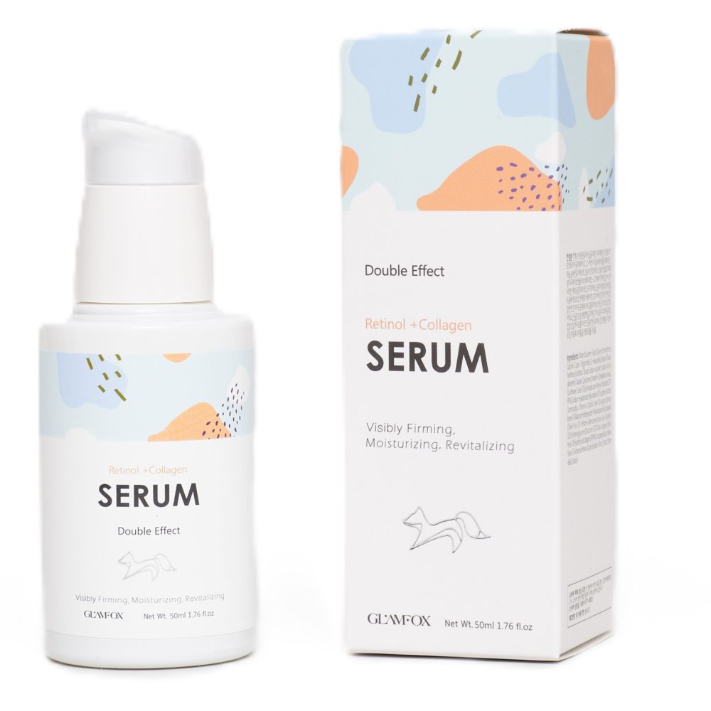 Glamfox, Double Effect, Kollagen, Fastställande och hydrering, Dagligen, Serum, För ansiktet, 50 ml