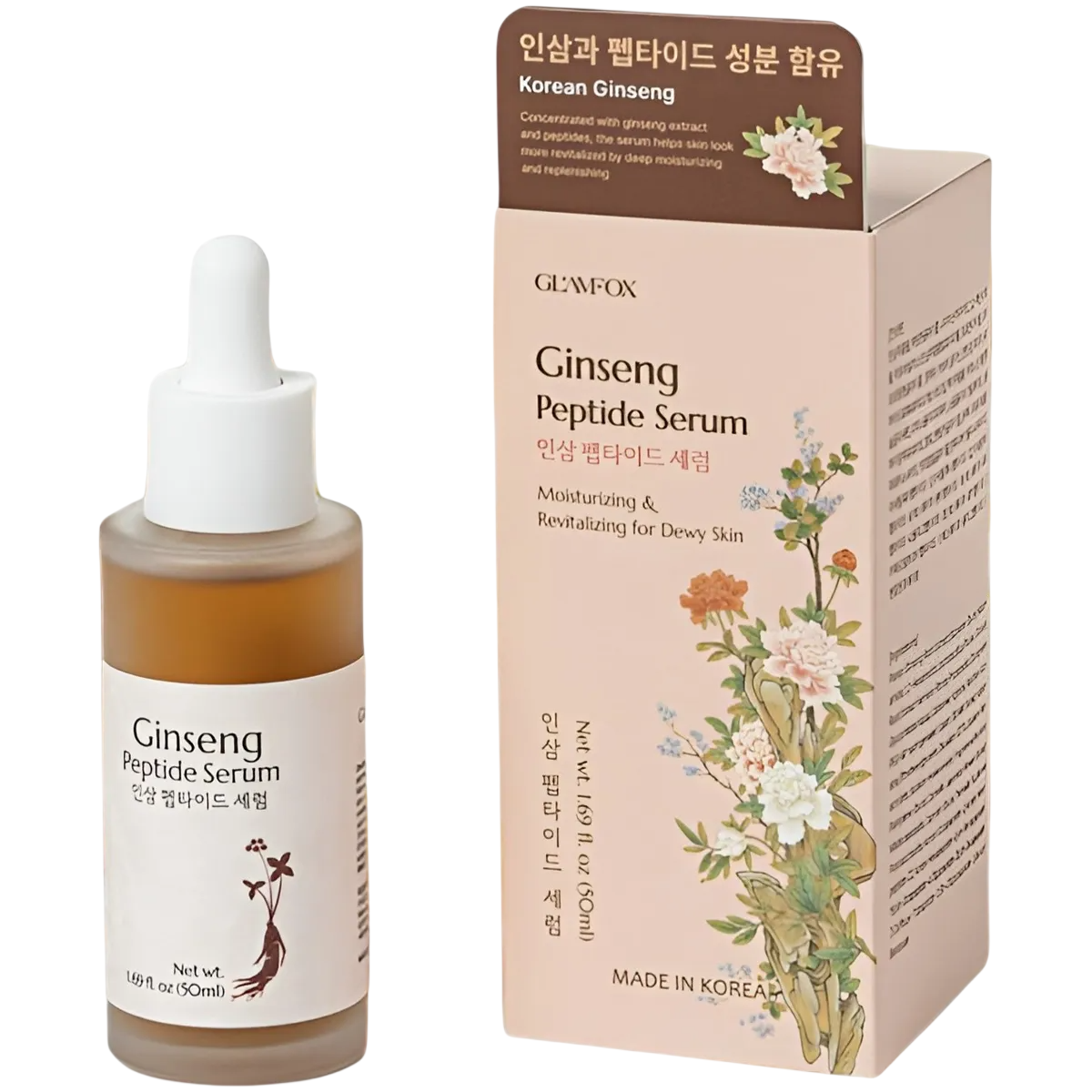 Glamfox, Ginseng, Peptid, Anti-aging, Dagligen, Serum, För ansiktet, 50 ml
