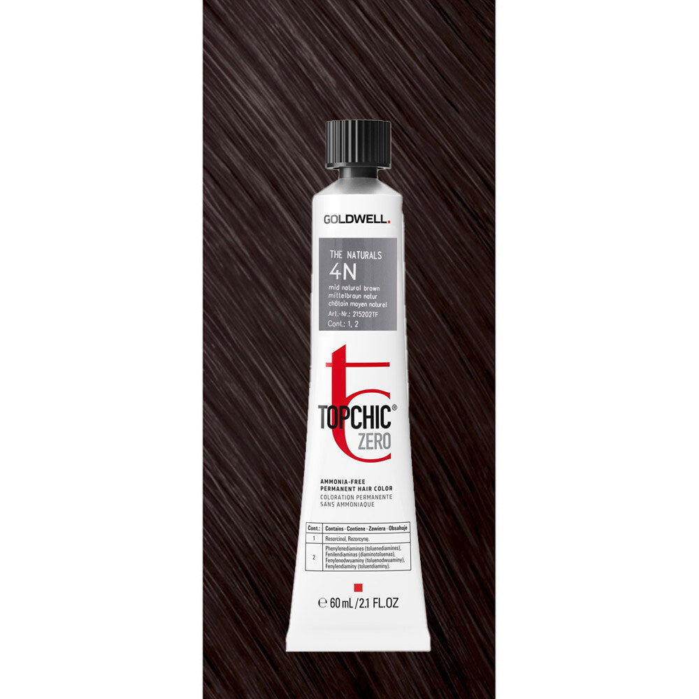Goldwell, TopChic Zero, Permanent hårfärg, 4N Mid Natural Brown, 60 ml