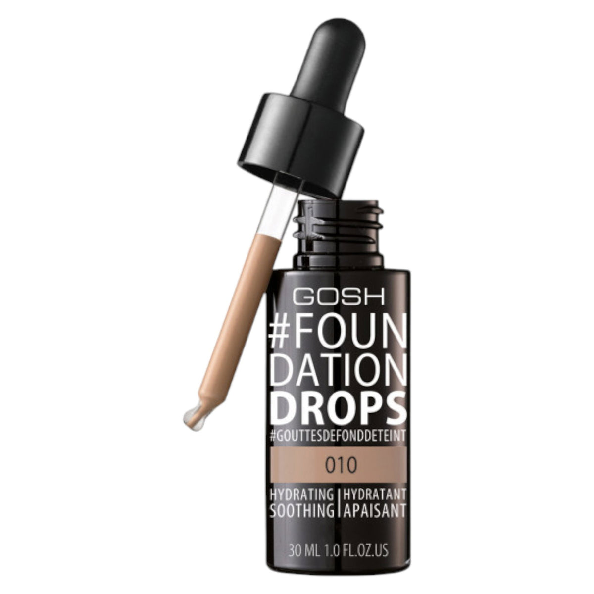 Gosh, Drops, Flytande foundation, 010, Solbränna, SPF 10, 30 ml