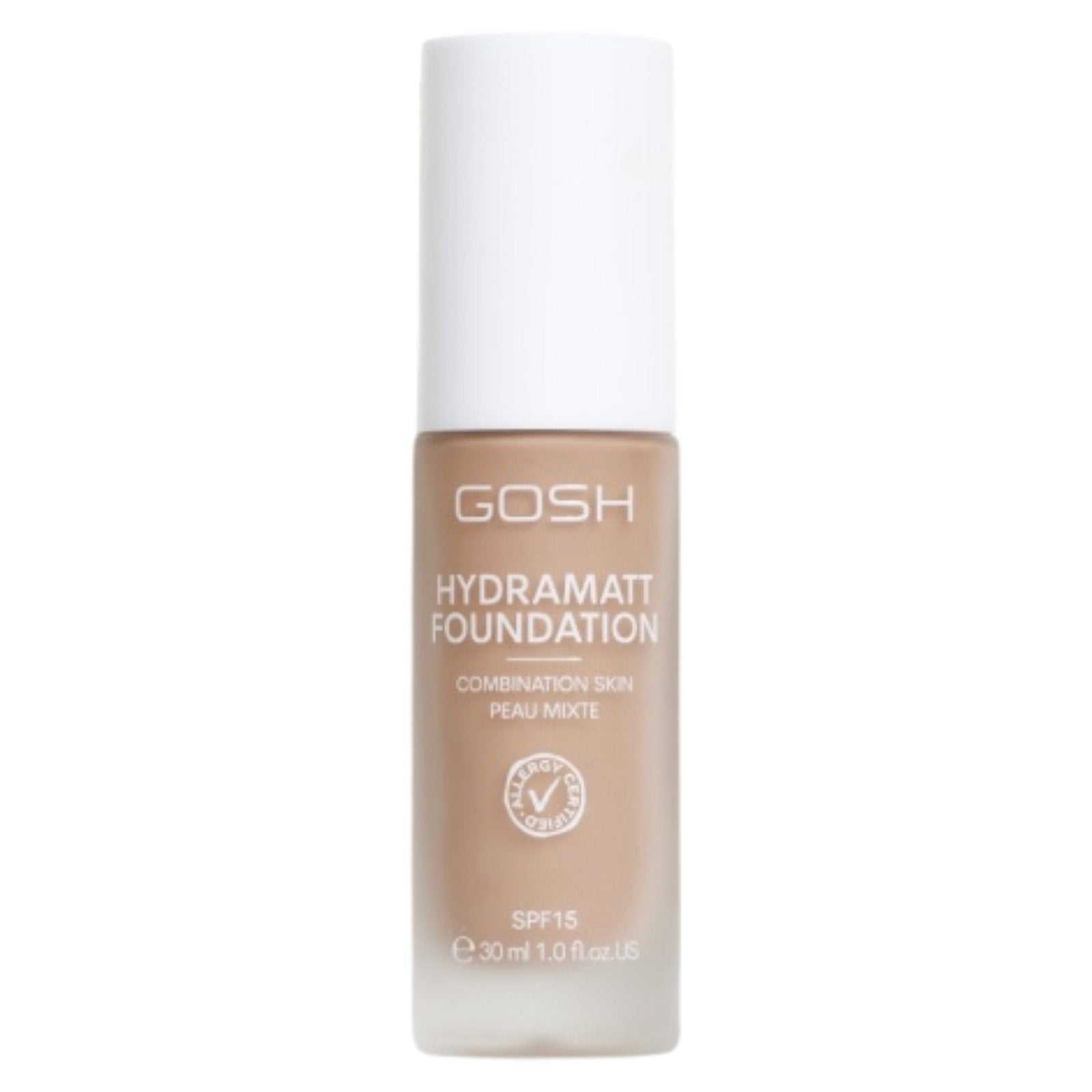 Gosh, Hydramatt, Matt, Flytande foundation, 012N, Mellanmörk, SPF15, 30 ml