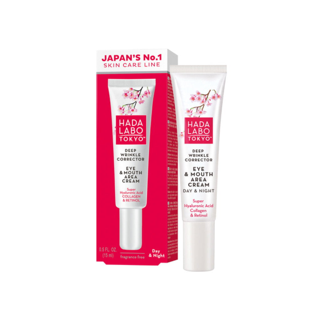 Hada Labo Tokyo, Hada Labo, Hyaluronsyra och kollagen, Anti-rynkor, Dag & Natt, Ögonkräm, 15 ml