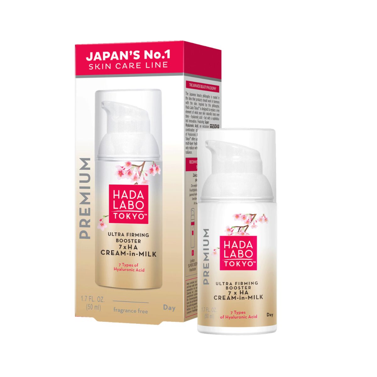 Hada Labo Tokyo, Premium, 7 x Ha, Uppstramande & Lyster, Grädde, Ansikte, 50 ml