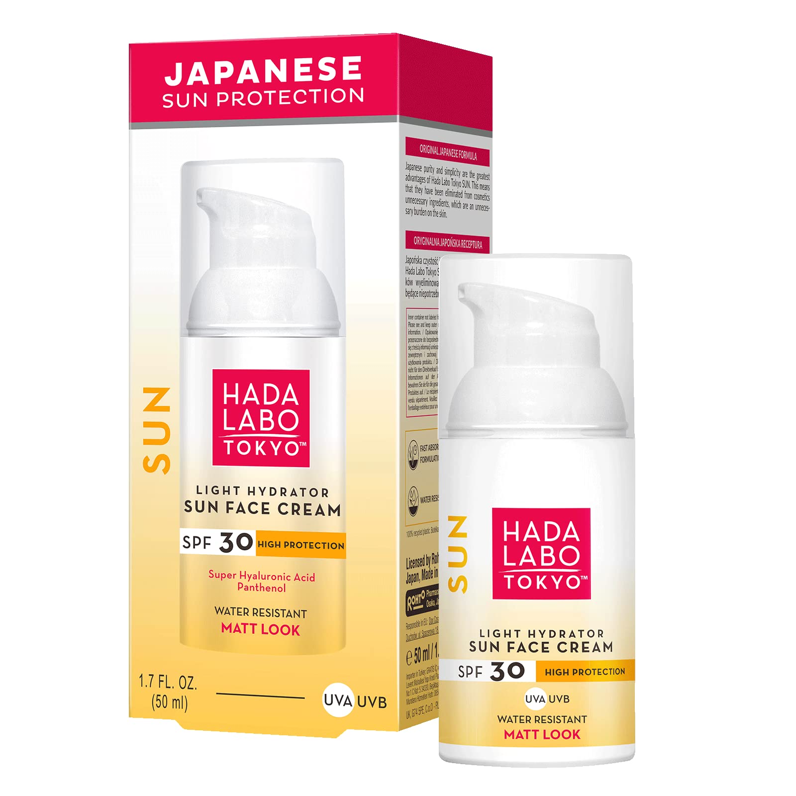 Hada Labo Tokyo, Sun, Hyaluronsyra, Återfuktande, Solkräm, För ansiktet, SPF 30, 50 ml