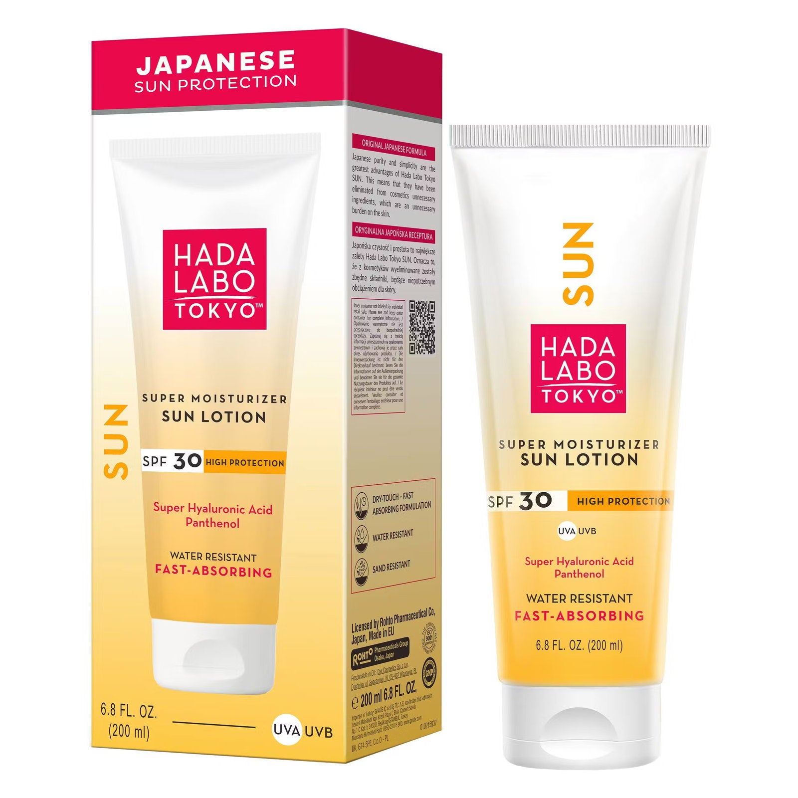 Hada Labo Tokyo, Sun, Hyaluronsyra, Fuktighetskräm, Solkräm, 30, 200 ml