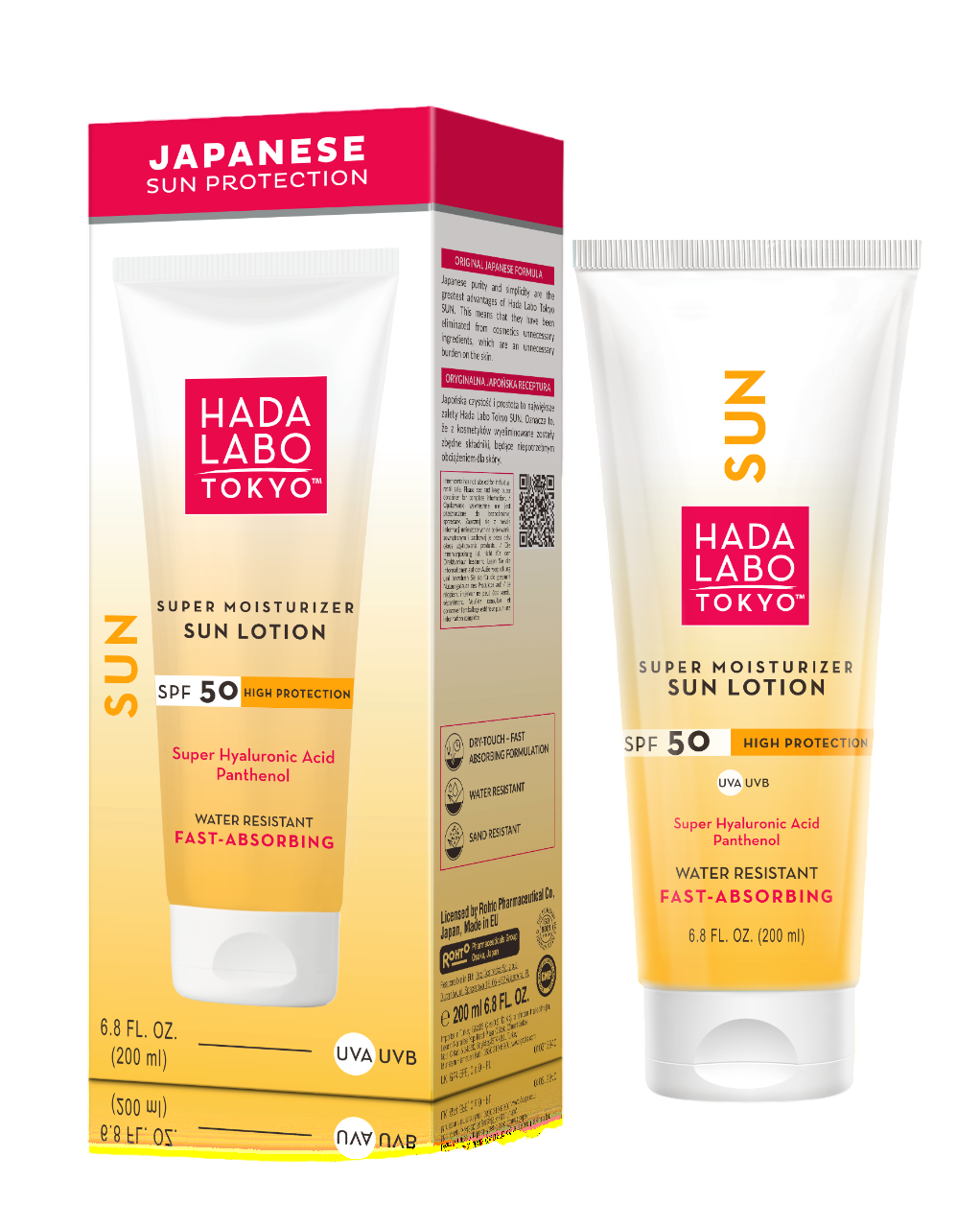 Hada Labo Tokyo, Sun, Hyaluronsyra, Fuktighetskräm, Solkräm, 50, 200 ml