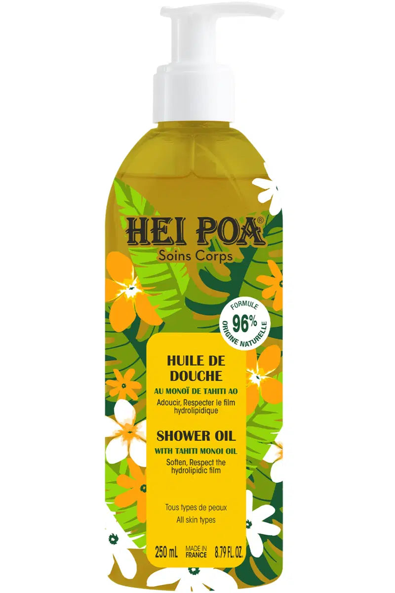 Hei Poa, Monoi De Tahiti, Mjukgöring, Duscholja, För alla hudtyper, 250 ml