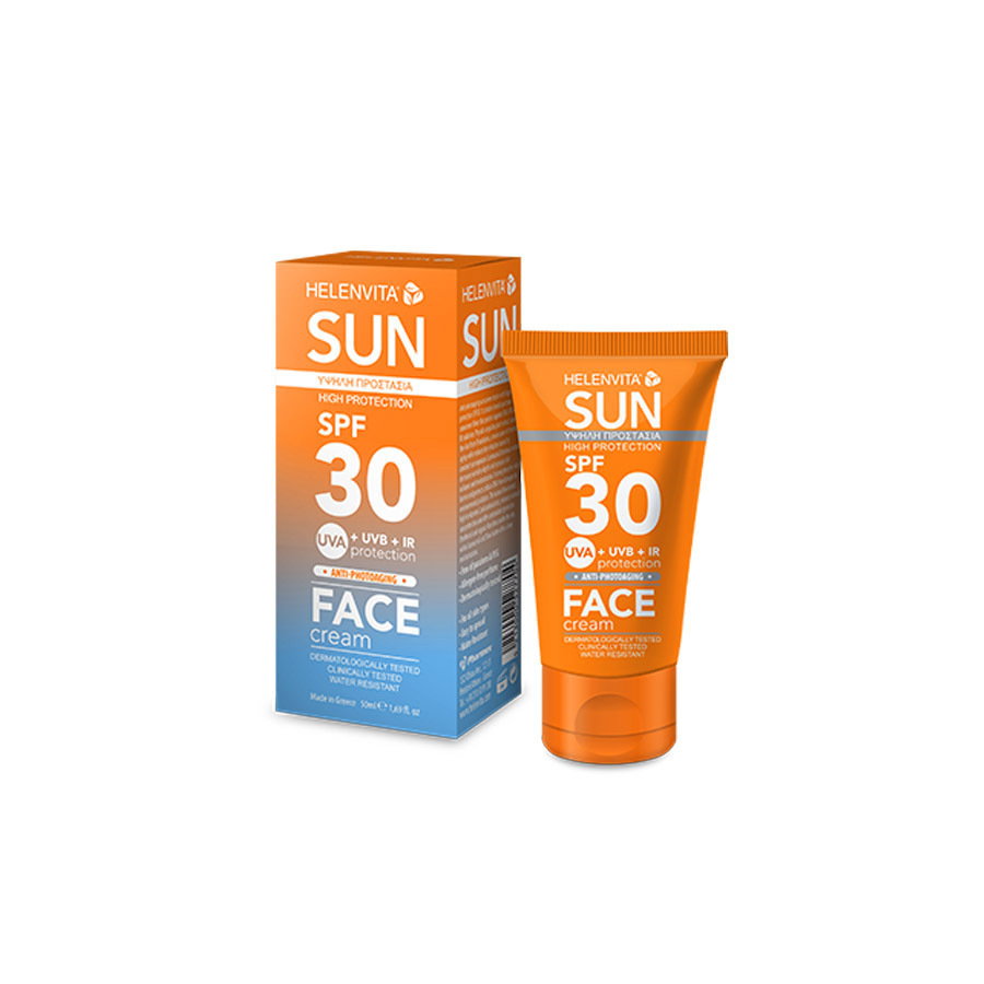 Helenvita, Sun, UVA- och UVB-skydd, Innan sol exponering, Grädde, För ansiktet, SPF 30, 50 ml