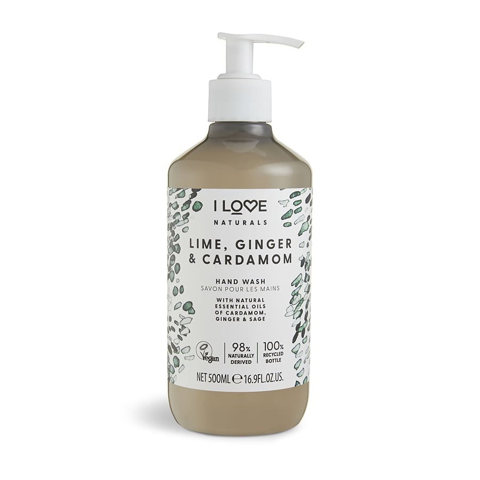 I Love, Naturals Collection, Lime, ingefära & kardemumma, Rengöring, Flytande tvål, För händer, 500 ml