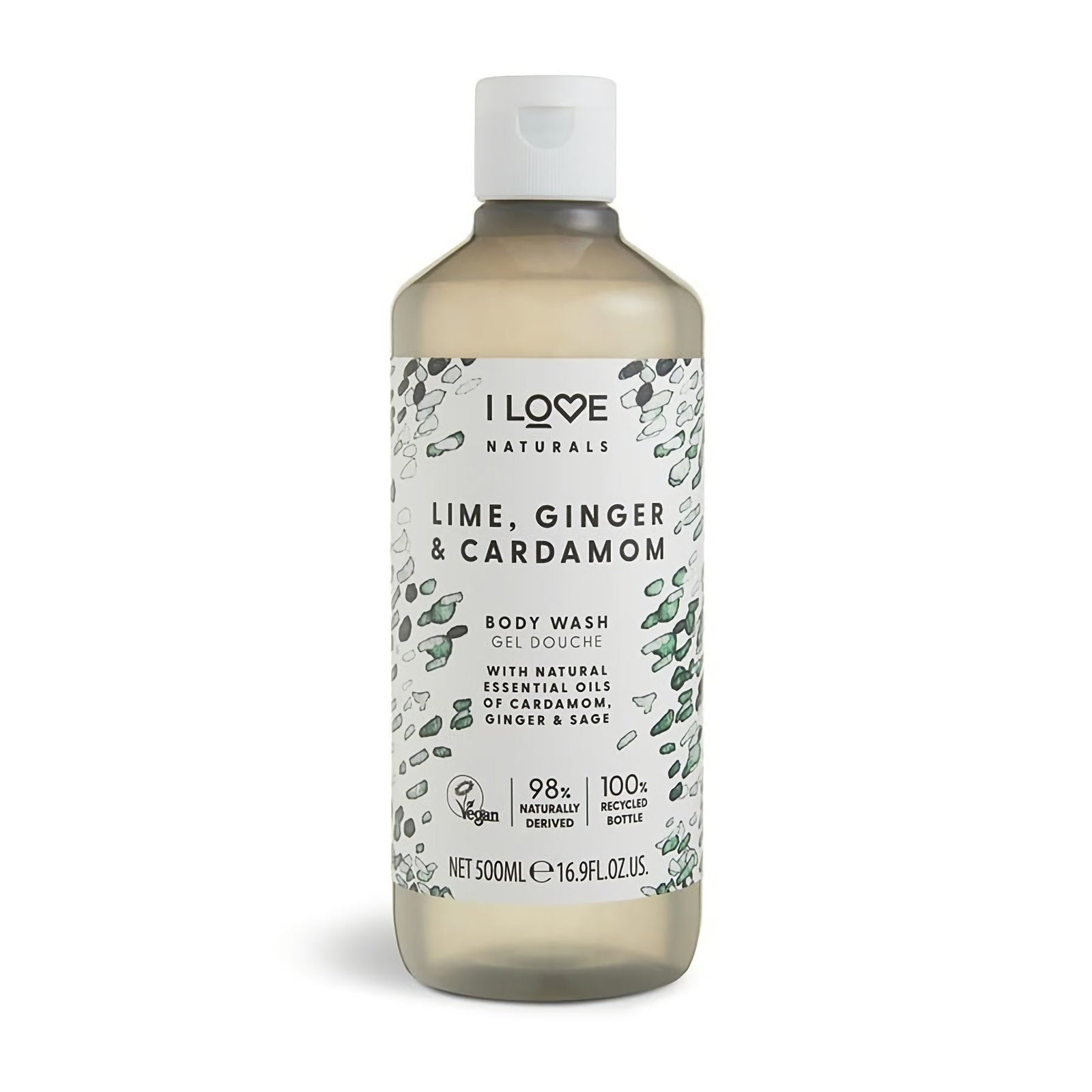 I Love, Naturals Collection, Vegan, Lime, ingefära & kardemumma, Återfuktande, Duschgel, För alla hudtyper, 500 ml