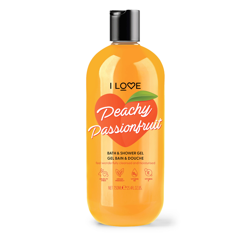 I Love, Peachy Passionfruit, Återfuktande, Duschgel, För alla hudtyper, 750 ml