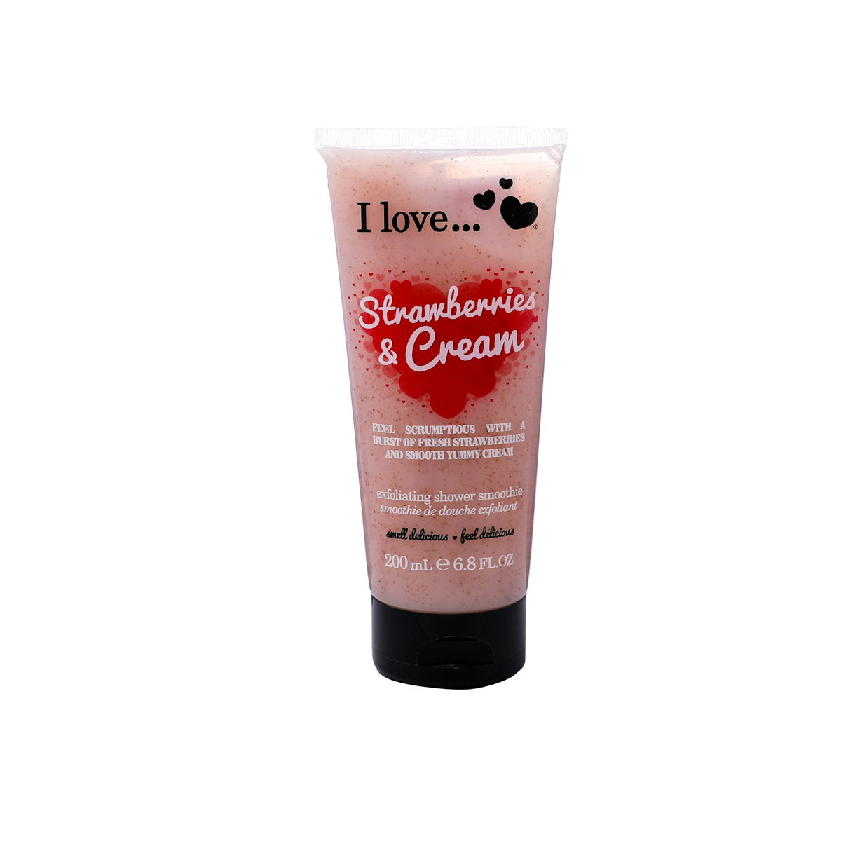 I Love, Strawberries & Cream, Exfolierande duschgel, 200 ml