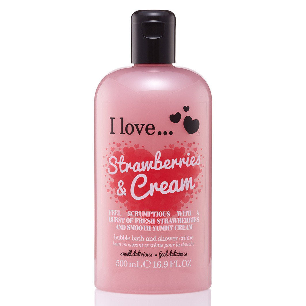 I Love, Strawberries & Cream, Återfuktande, Duschkräm, 500 ml