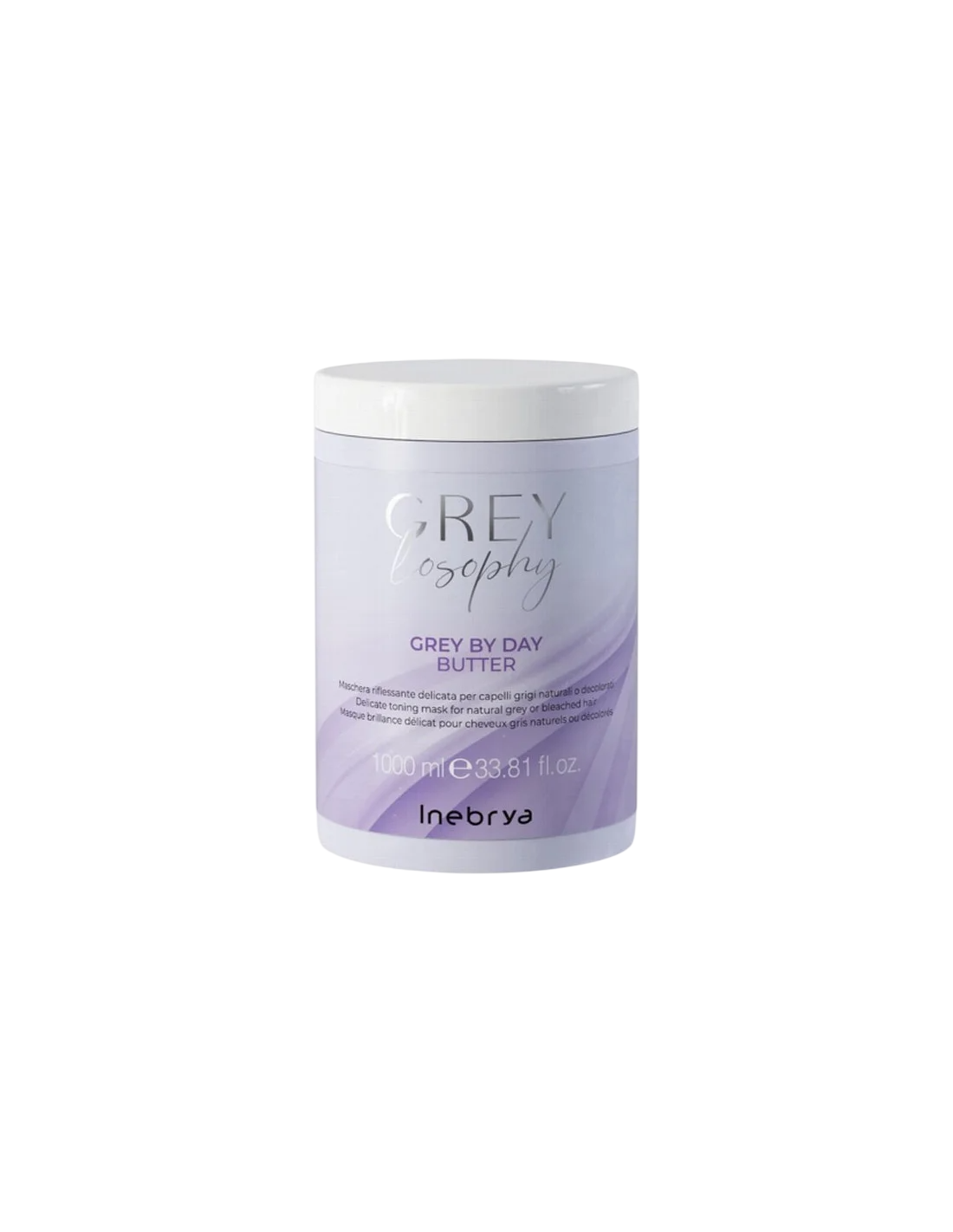 Inebrya, Grey By Day, Hårbehandlingskräm mask, För neutralisering av gula toner, 1000 ml