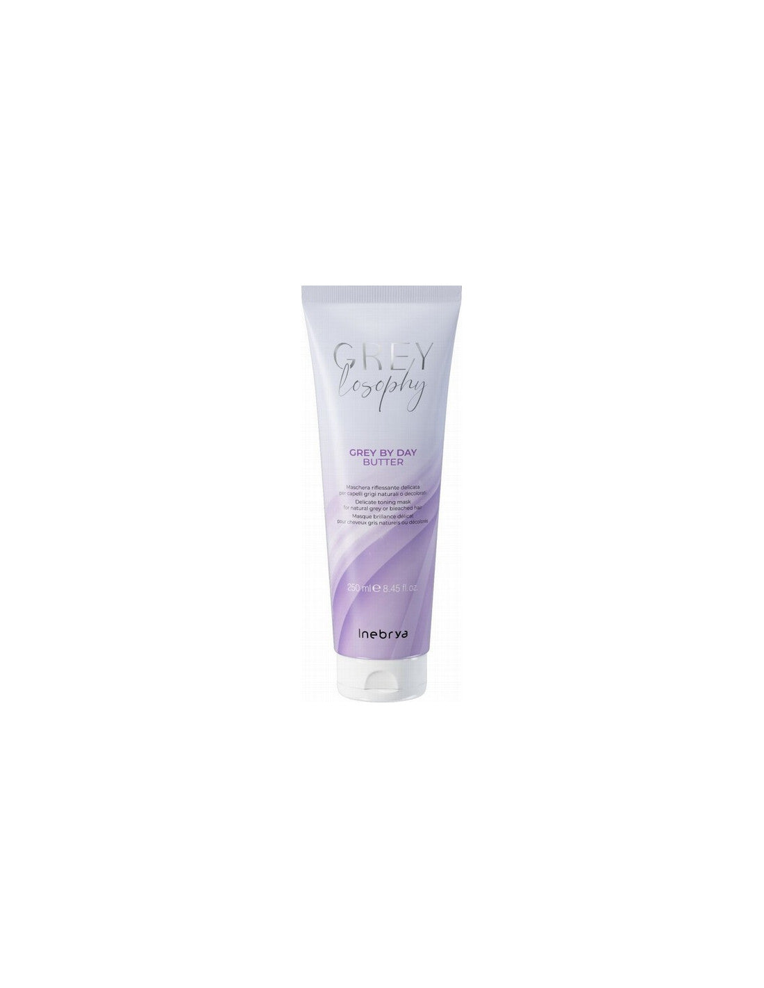 Inebrya, Grey By Day, Vegan, Hårbehandlingskräm mask, För neutralisering av gula toner, Efter schampo, 250 ml