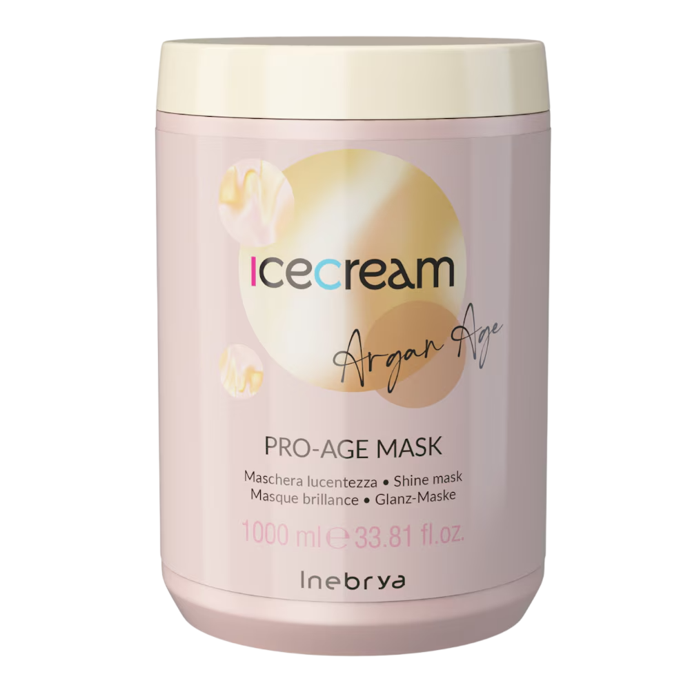 Inebrya, Ice Cream Pro-Age, Arganolja, Hårbehandlingskräm mask, Skinande, 1000 ml