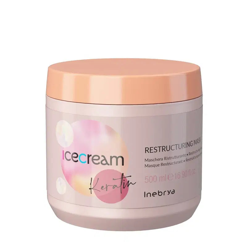 Inebrya, Ice Cream Keratin, Hårbehandlingskräm mask, Reparative, 500 ml