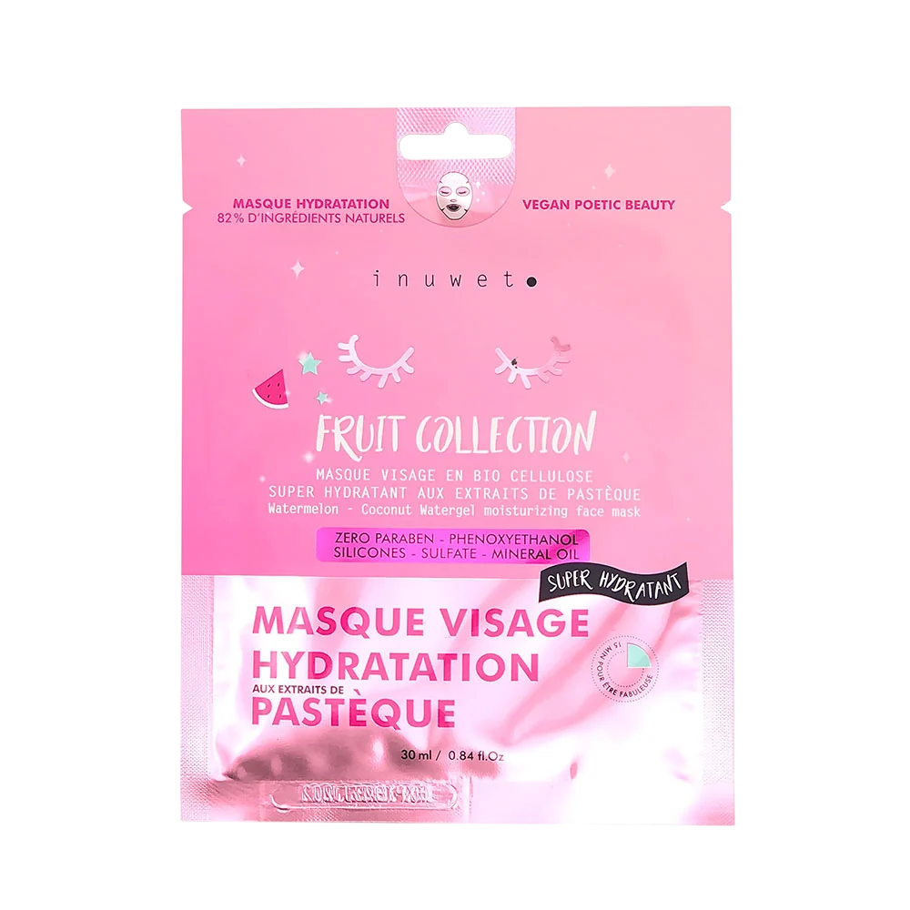 Inuwet, Fruit Collection, Vattenmelon, Hydrating, Regenerating & Refreshing, Ansiktsmask, Ansikte, Dag & Natt, 30 ml