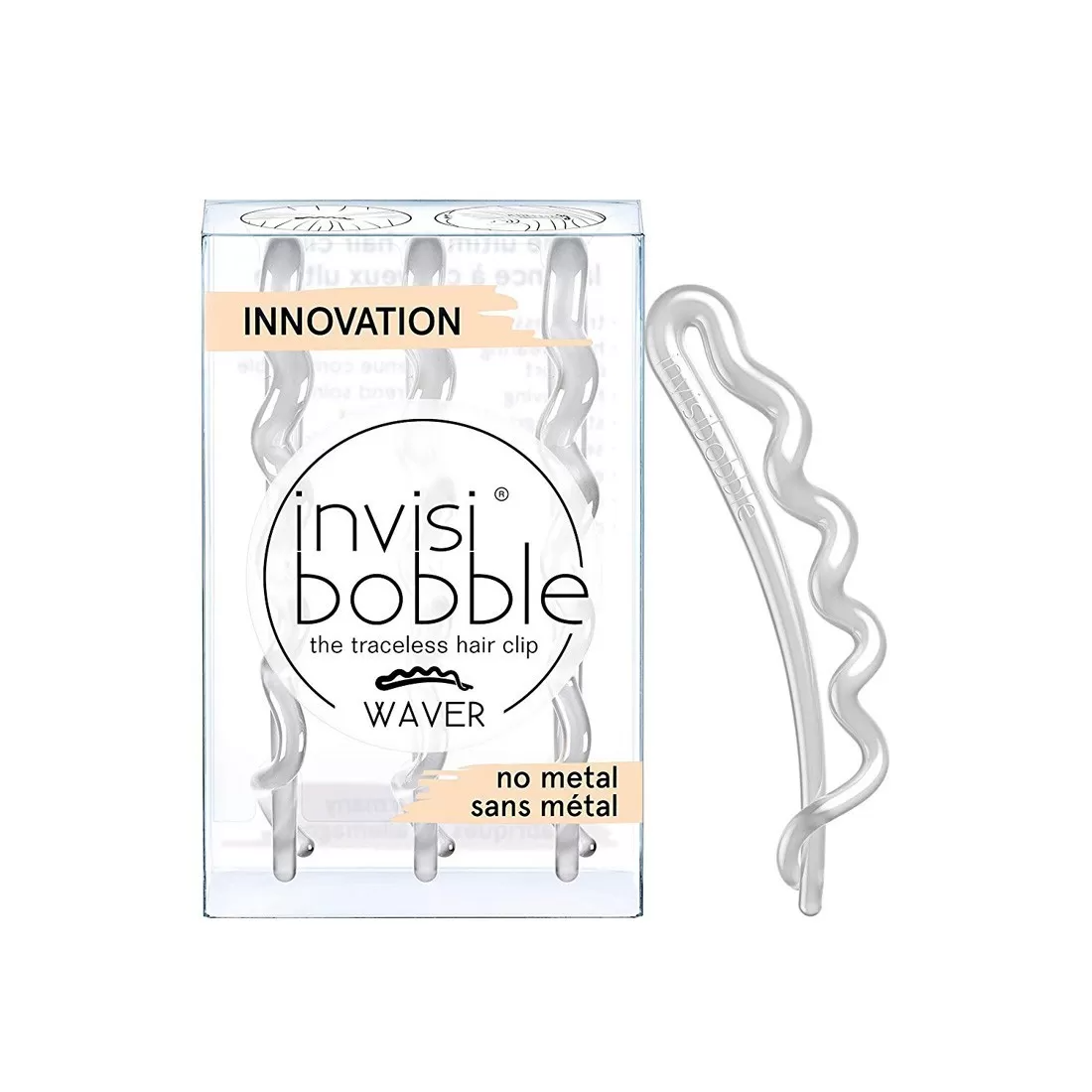 Set Trio, InvisiBobble, Waves, Hårklämma, Kristallklar, 3 st