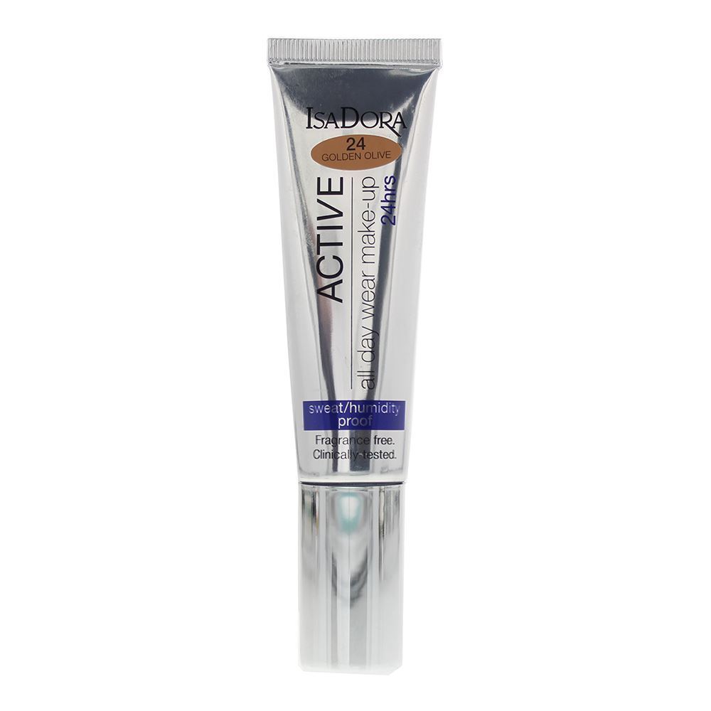 IsaDora, 24 Hrs Active, Naturlig, Flytande foundation, 24, Gyllene oliv, 35 ml