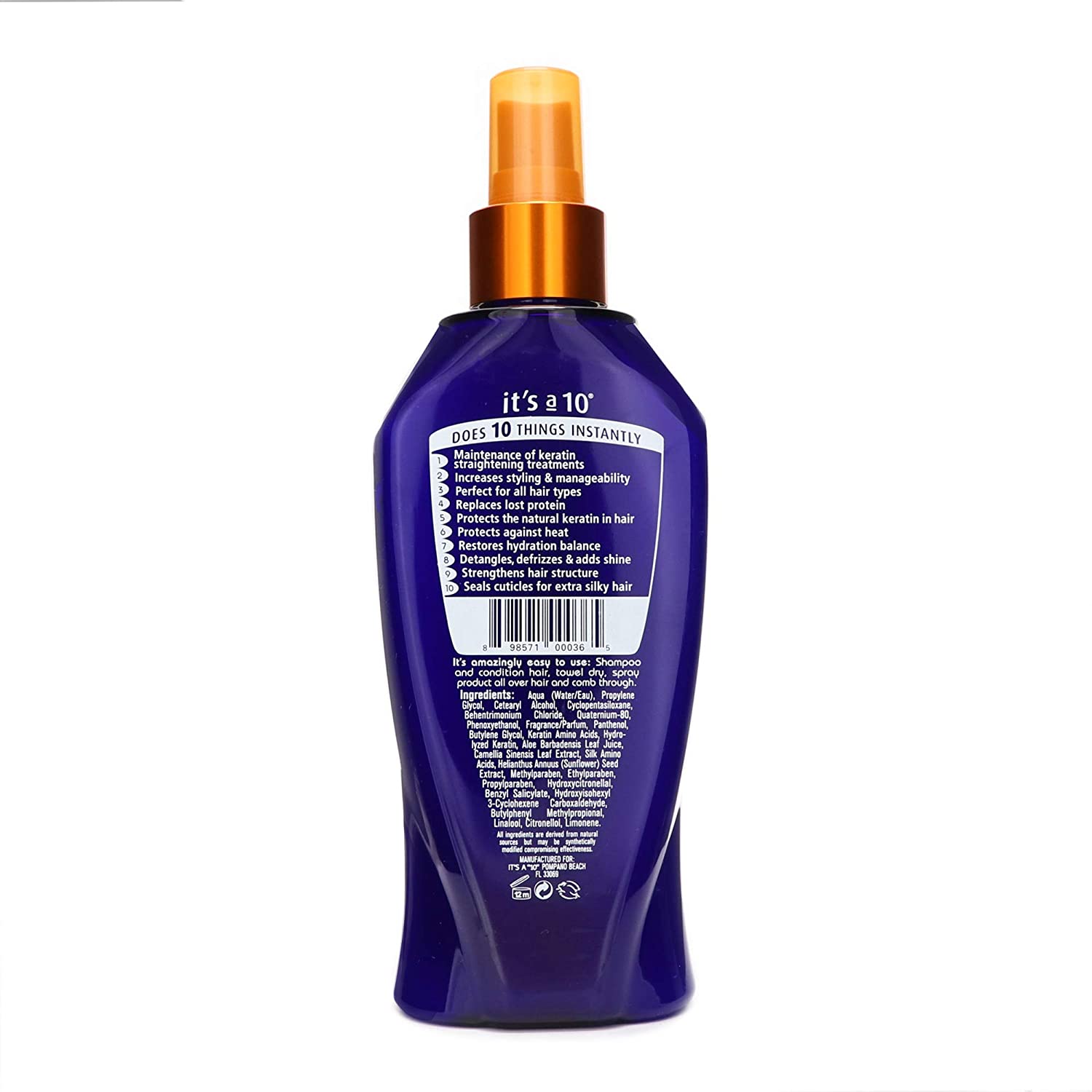 It's a 10, Miracle Deep Plus Keratin, Leave-in krämbehandling för hår, För hydrering, 295.7 ml