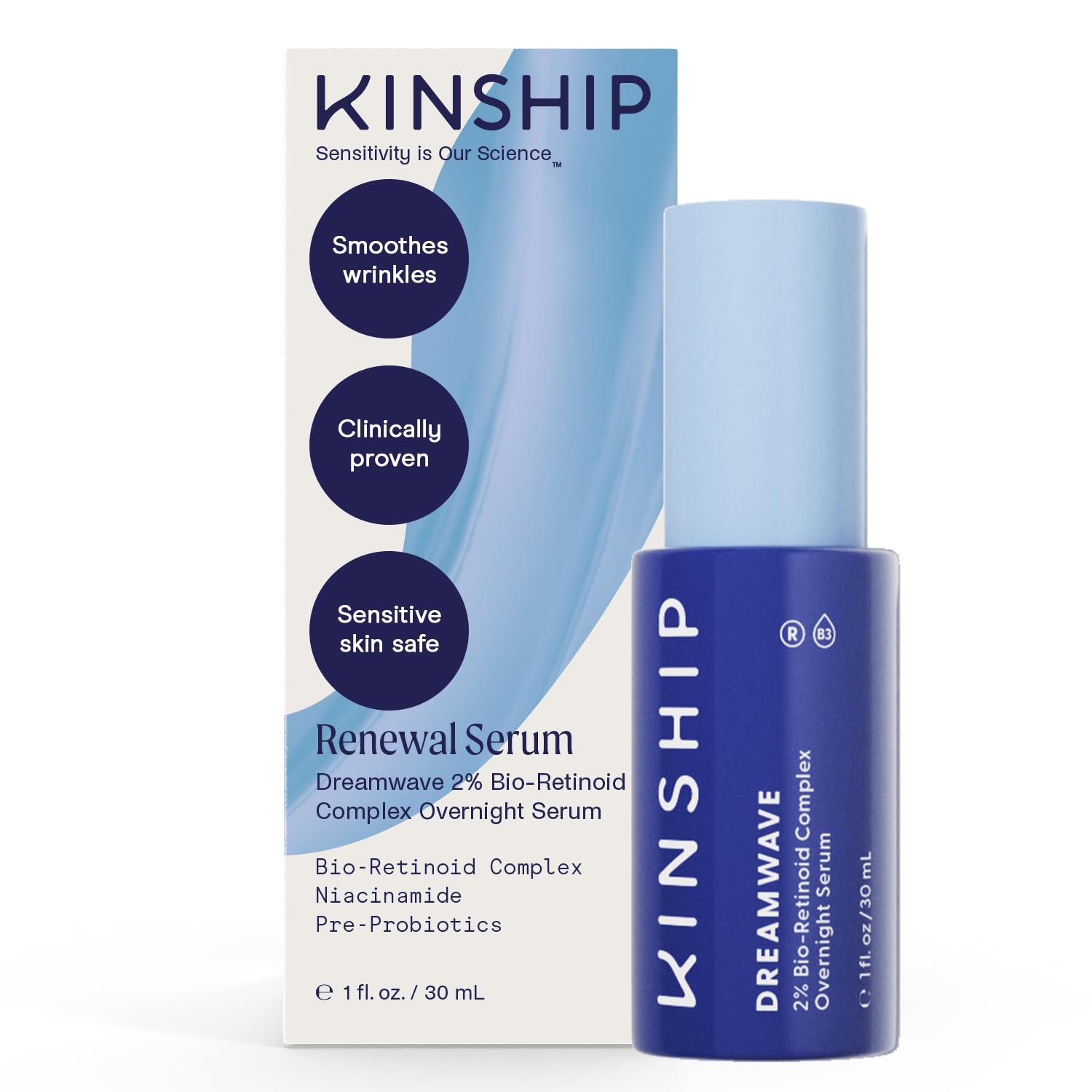Kinship, Dreamwave, Anti-rynkor, Över natten, Serum, För ansiktet, 30 ml