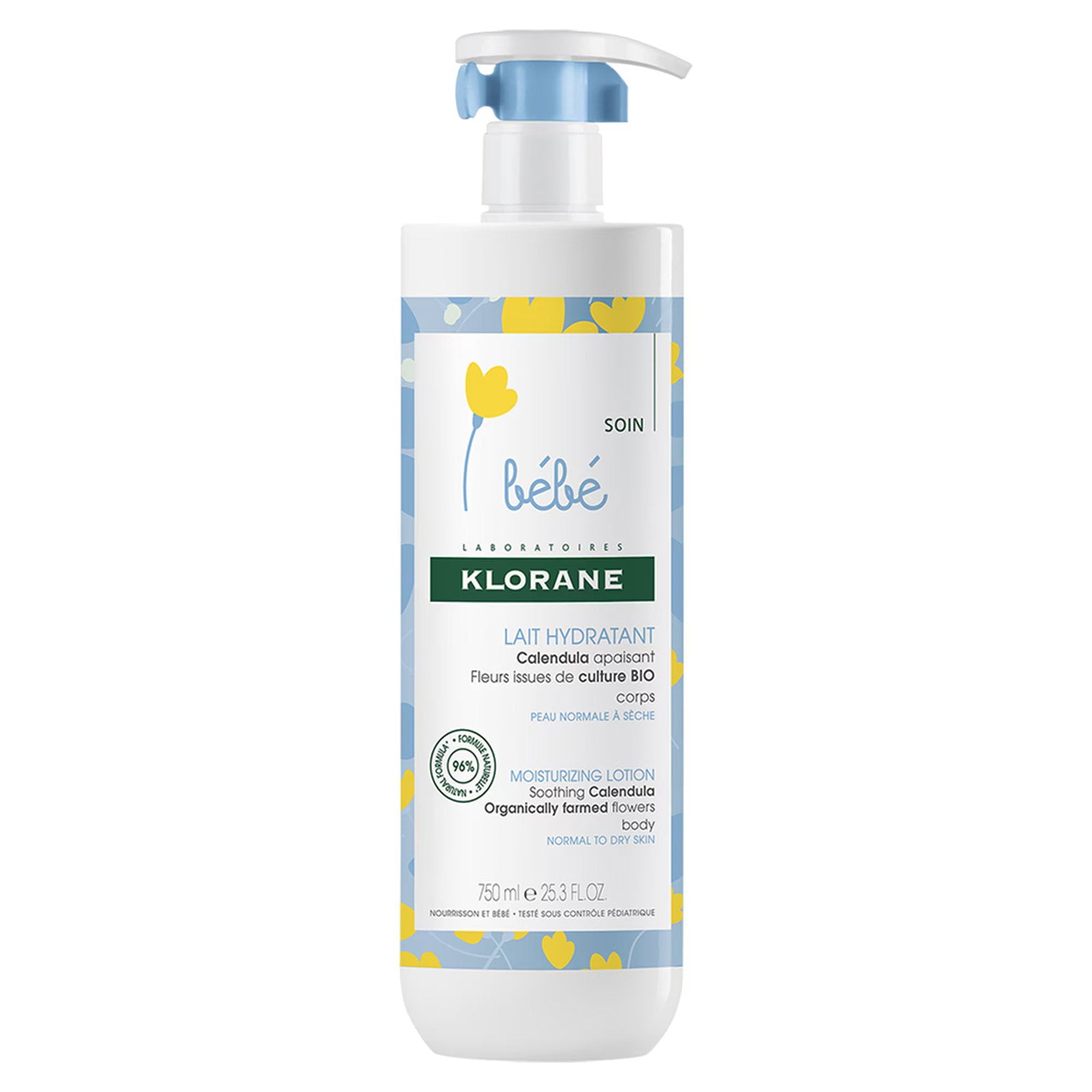 Klorane, Bebe, Ringblomma, Fuktgivande, Kroppsmjölk, 750 ml