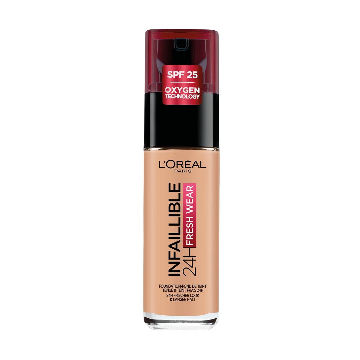 L'Oreal Paris, Infaillible 24h Fresh Wear, Heldagsanvändning, Flytande foundation, 235, Honung, SPF 25, 30 ml