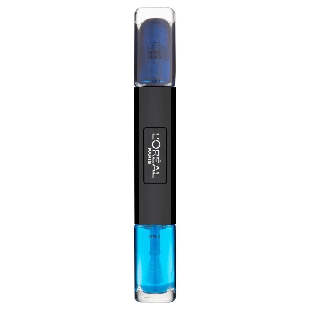 L'Oreal Paris, Infallible, Nagellack 2-i-1, 038, Rebellblues, 2 x, 5 ml