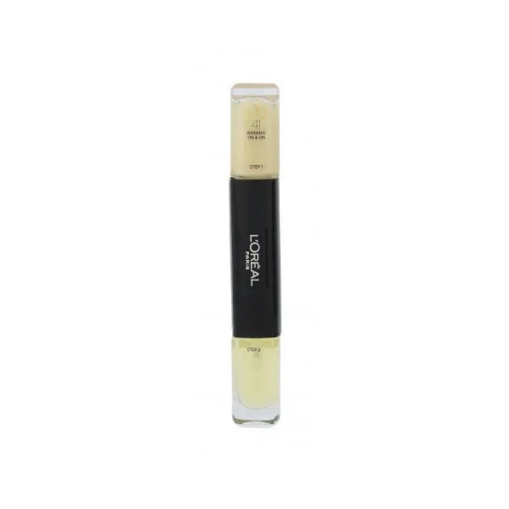 L'Oreal Paris, Infallible, Nagellack 2-i-1, 041, Banana på 8 på, 2 x, 5 ml