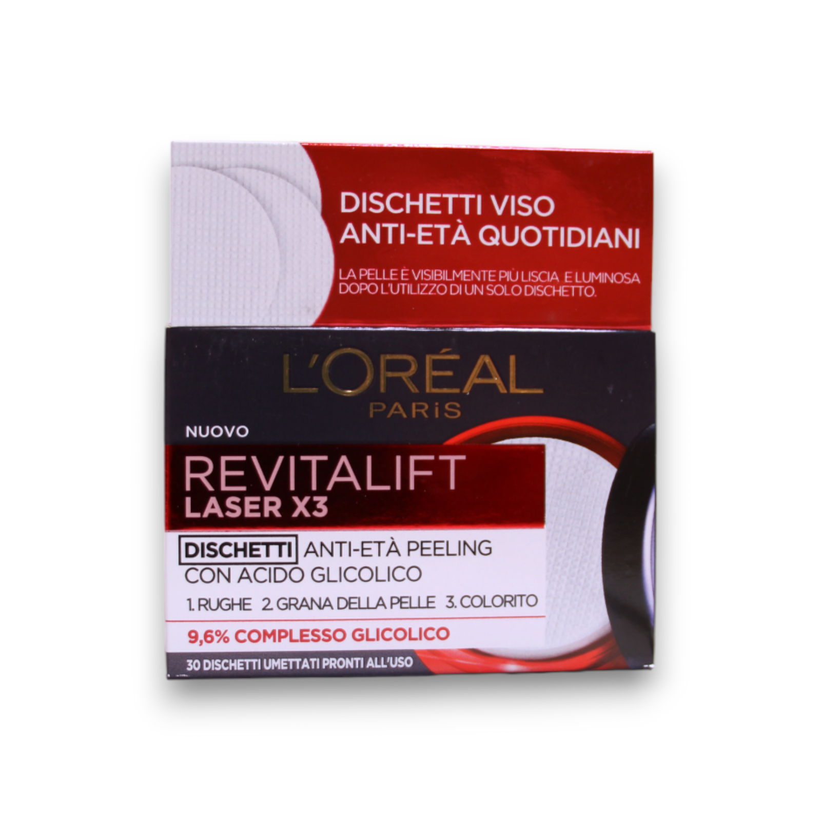 L'Oreal Paris, Revitalift Laser X3, Glykolsyra, Anti-aging, Peel-off pads, 30 st