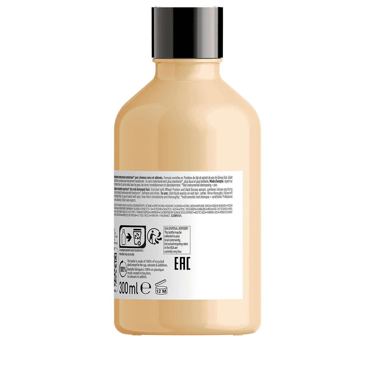 L'Oreal Professionnel, Serie Expert Absolut Repair, Protein + Guld quinoa, Hårschampo, Omedelbar ytbehandling, 300 ml