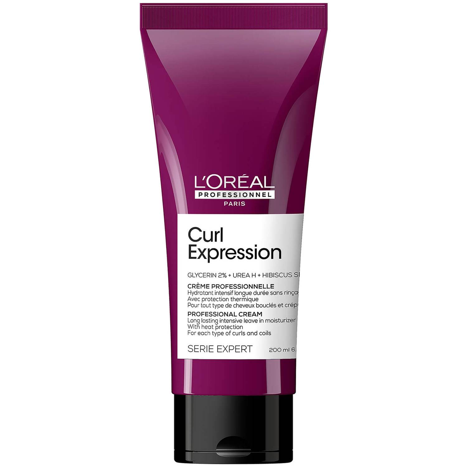 L'Oreal Professionnel, Serie Expert Curl Expression, Glycerin 2% + Urea H + Hibiskusfrön, Leave-in krämbehandling för hår, Intensiv återfuktning, 200 ml