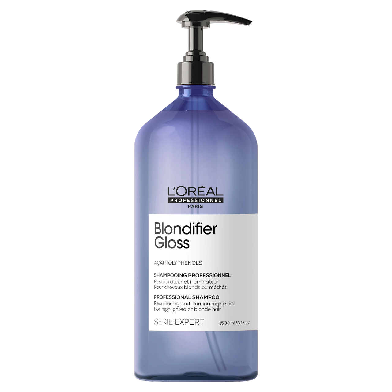 L'Oreal Professionnel, Serie Expert Blondifier Gloss, Acai-polyfenoler, Hårschampo, Återskapande och belysning, 1500 ml