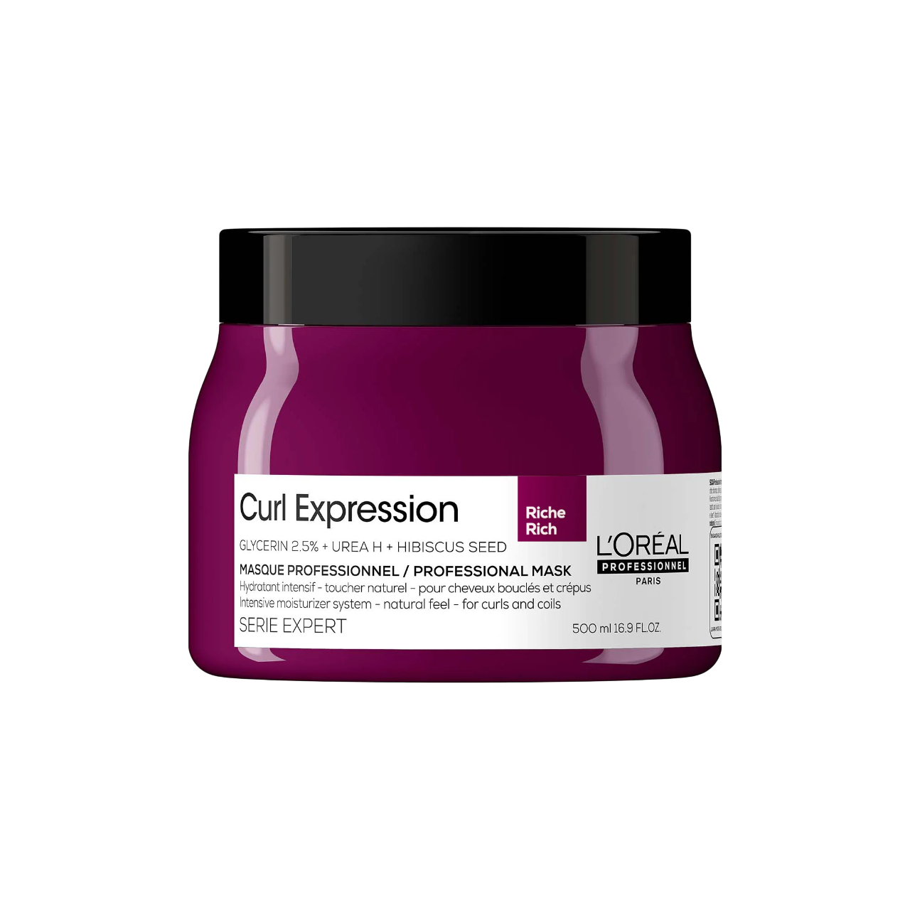 L'Oreal Professionnel, Serie Expert Curl Expression Rich, Glycerin 2,5% + Urea H + Hibiskusfrön, Hårbehandlingskräm mask, Intensiv återfuktning, 500 ml