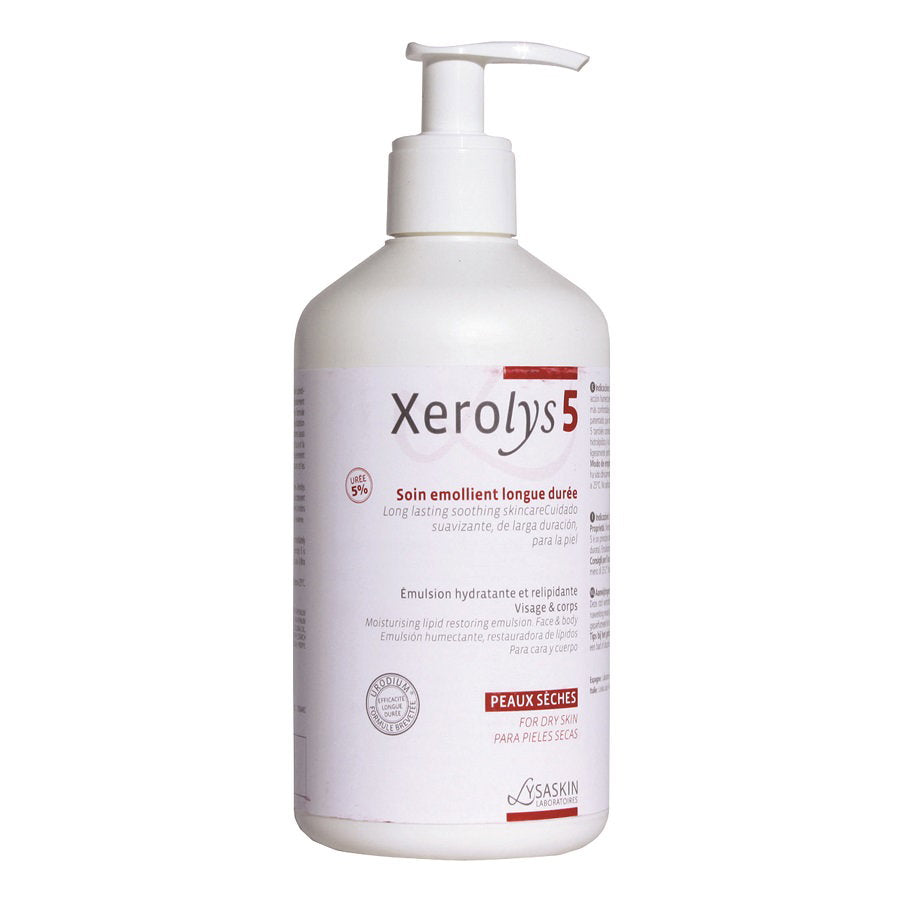 Lab Lysaskin, Xerolys 5, Skyddar & återfuktar, Kroppsemulsion, För ansikte & kropp, 500 ml