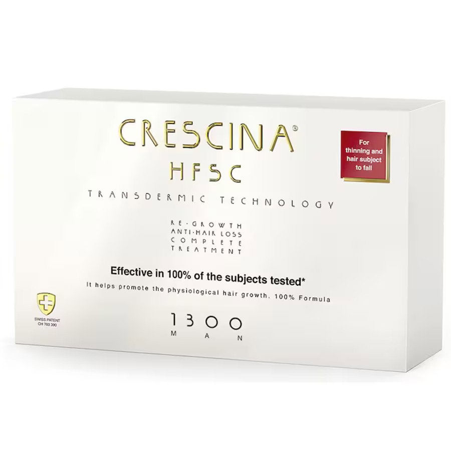 Labo Suisse, Crescina, Transdermic HFSC 1300, För tillväxtstimulering, Ampullbehandlingsserum, För hårbotten, För män, 10 +10 st, 3.5 ml