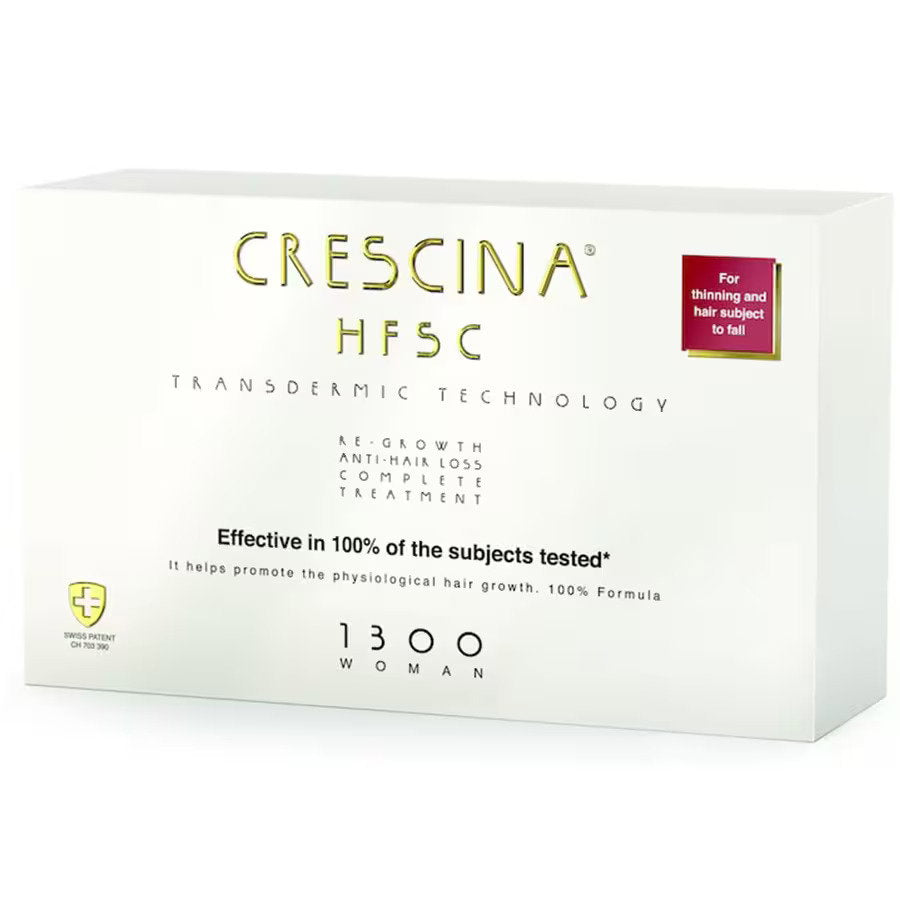 Labo Suisse, Crescina, Transdermic HFSC 1300, För tillväxtstimulering, Ampullbehandlingsserum, För hårbotten, För kvinnor, 10 +10 st, 3.5 ml