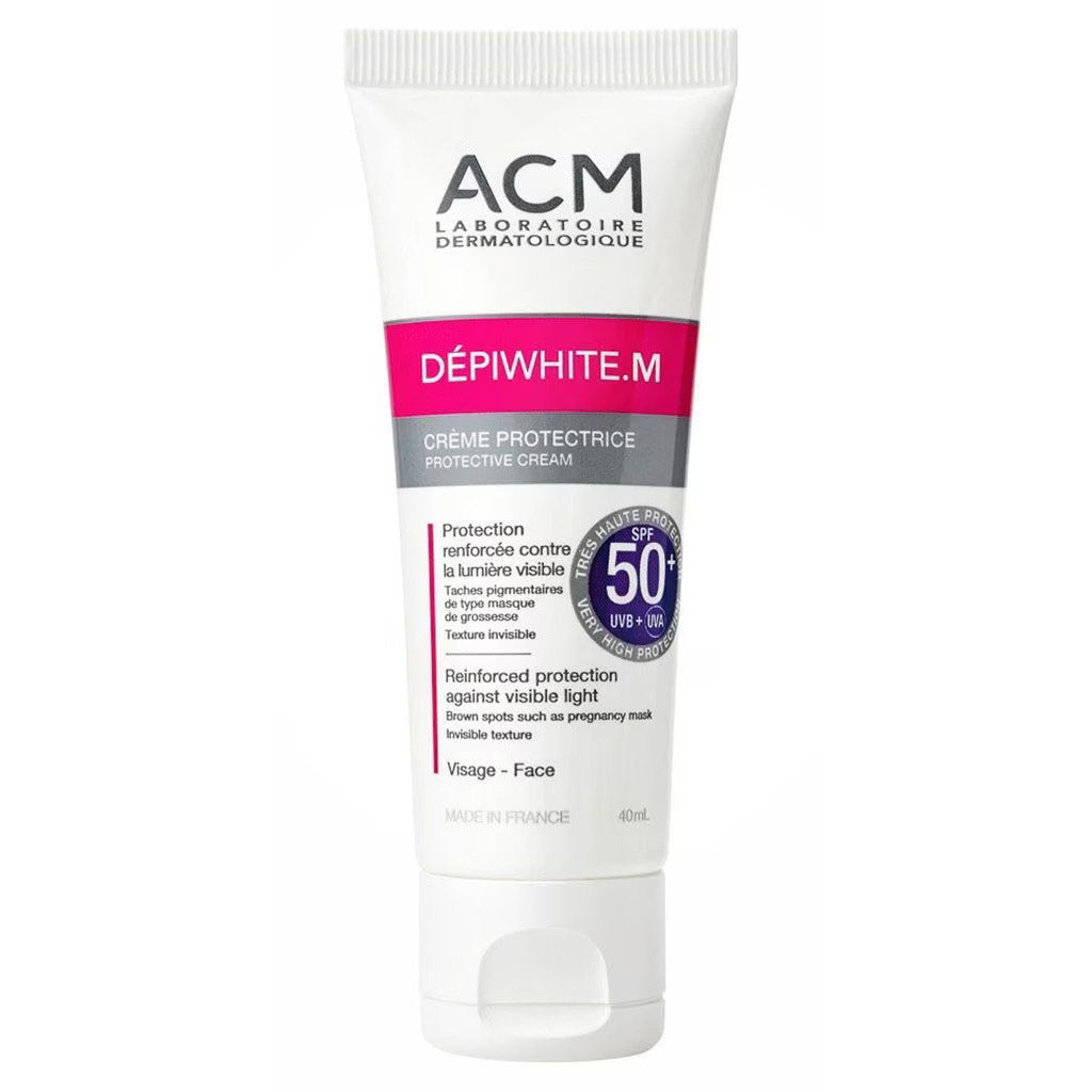 Laboratoire ACM, Depiwhite M, Skyddande, Solkräm, För ansiktet, SPF 50+, 40 ml