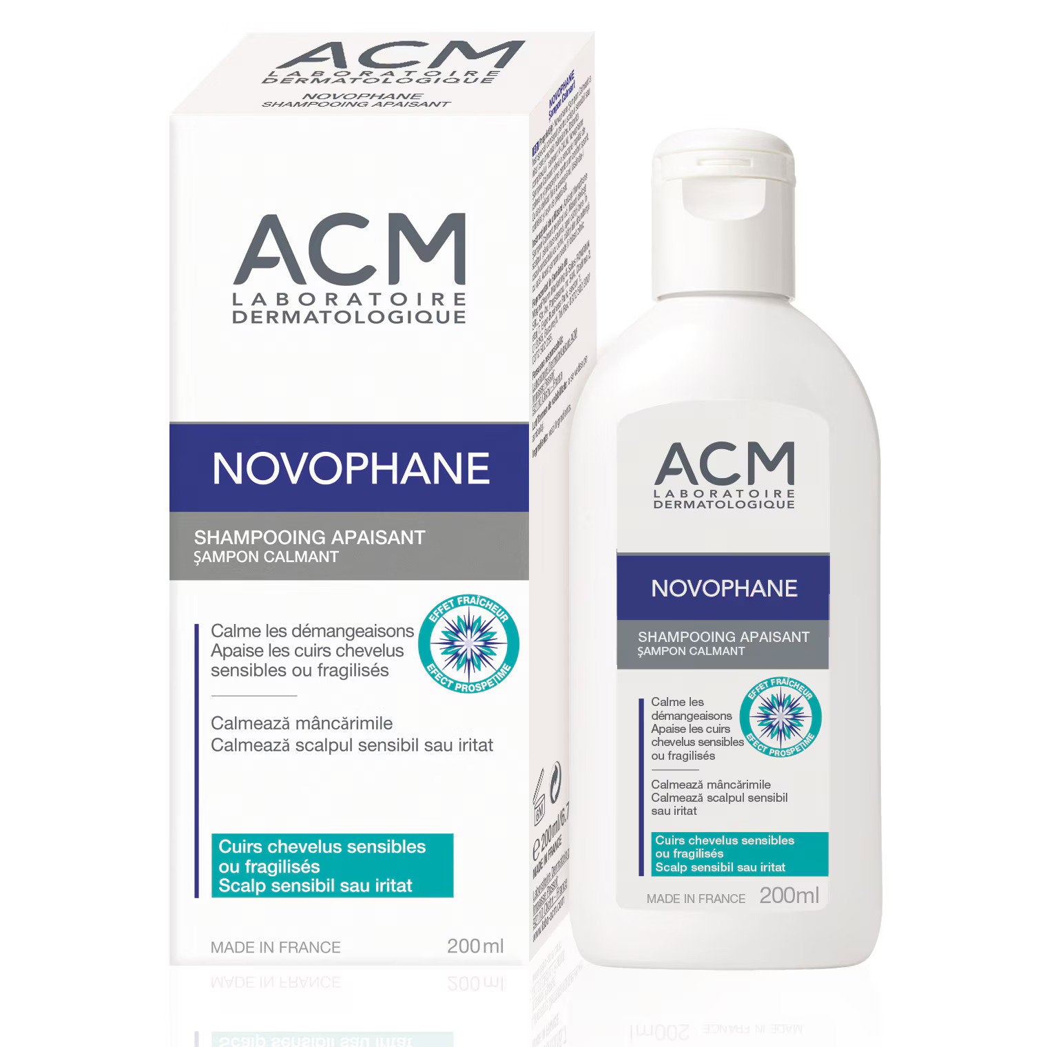Laboratoire ACM, Novophane, Panthenol, Hårbehandlingsschampo, Calming, För känslig hårbotten, 200 ml