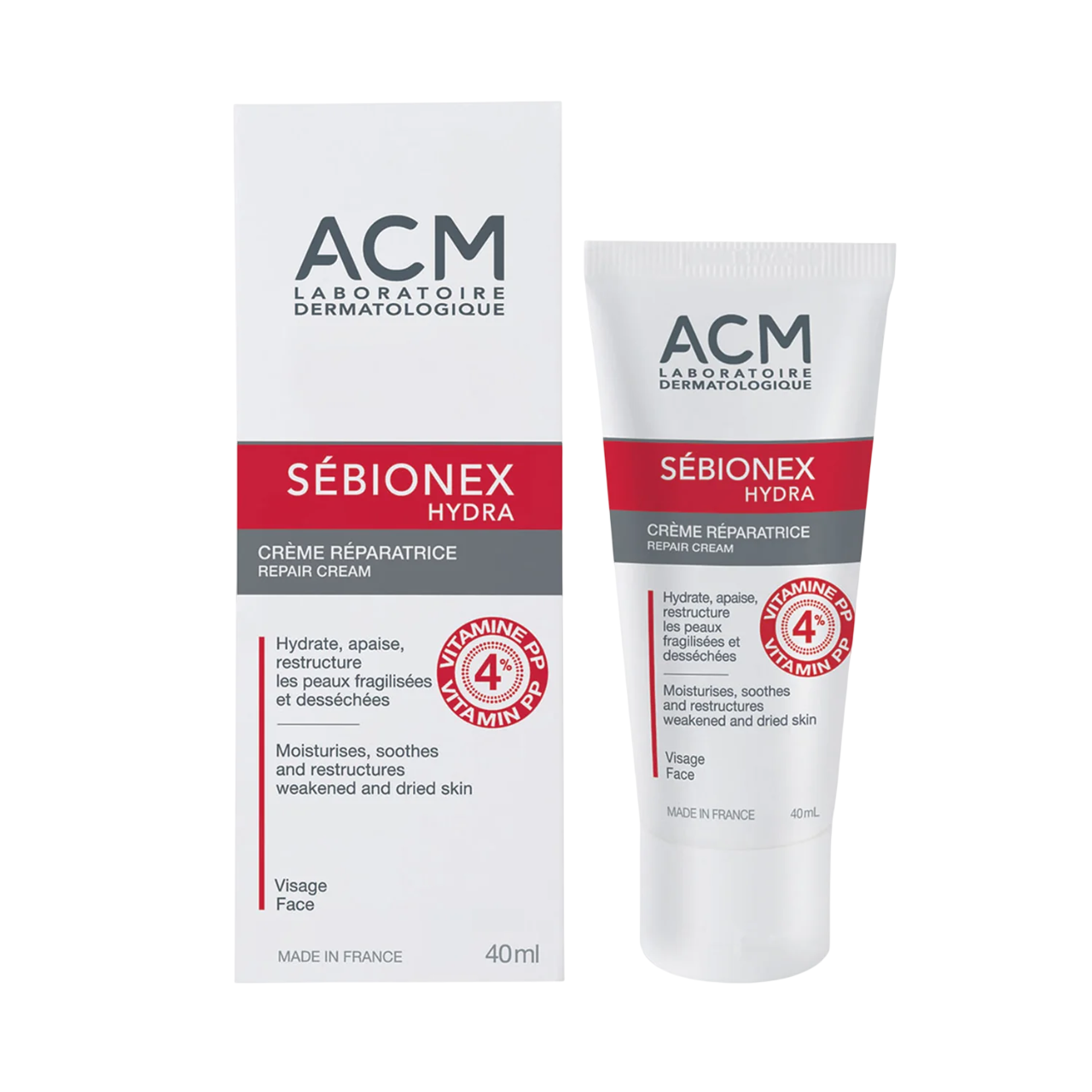 Laboratoire ACM, Sebionex Hydra, Reparation, Grädde, För ansiktet, 40 ml