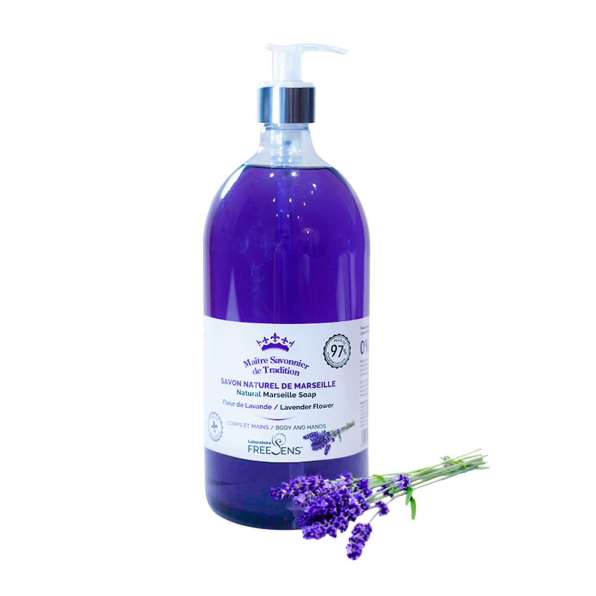 Laboratoire Freesens, Freesens, Lavendel, Mild rengöring, Flytande tvål, För händer & kropp, 1000 ml